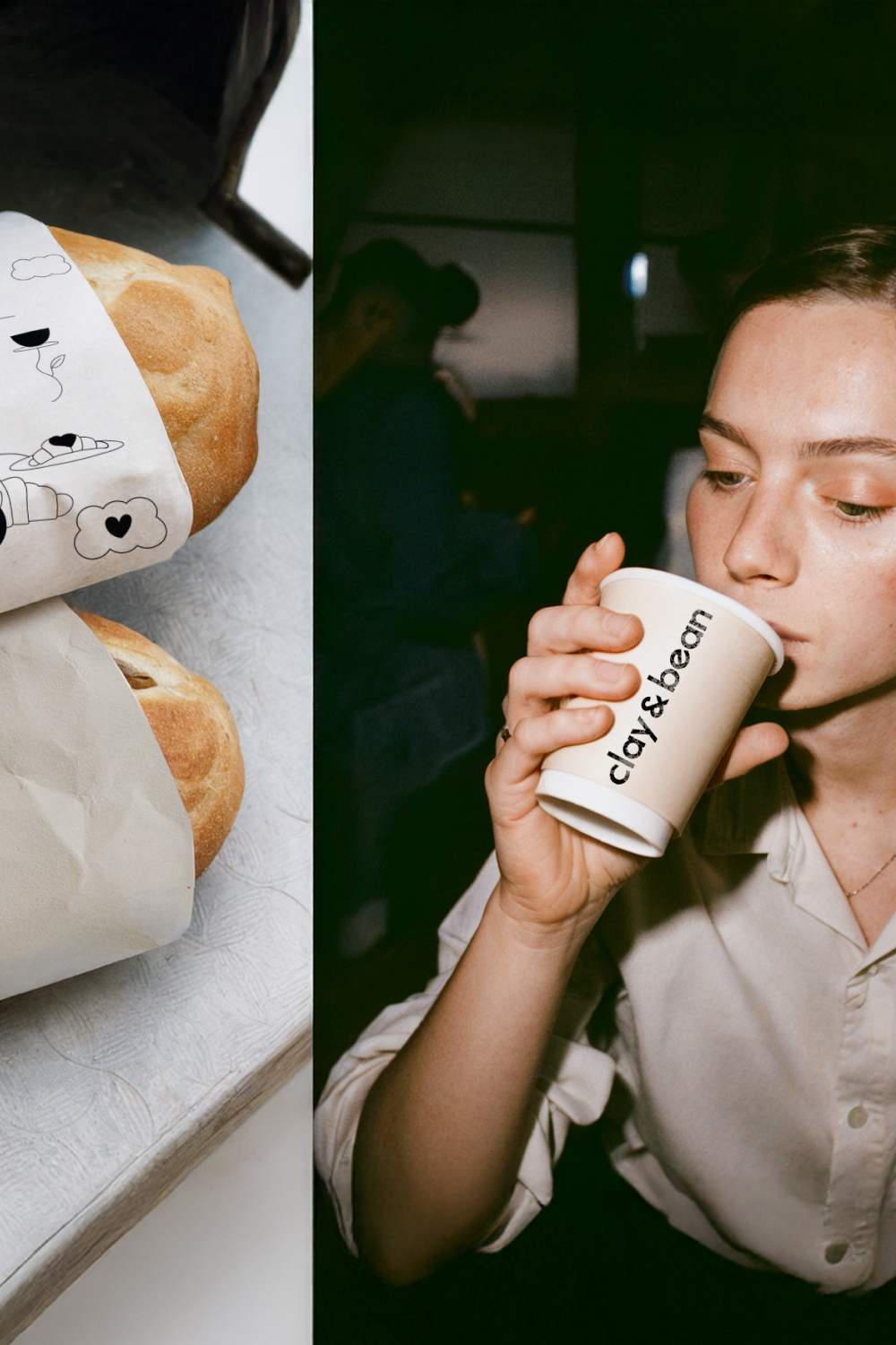 Clay & Bean cafe brand illustrations